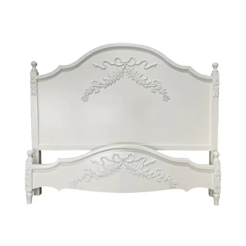 Vintage solid wood bed, carved bed, double master bed, 1.8 meters bed