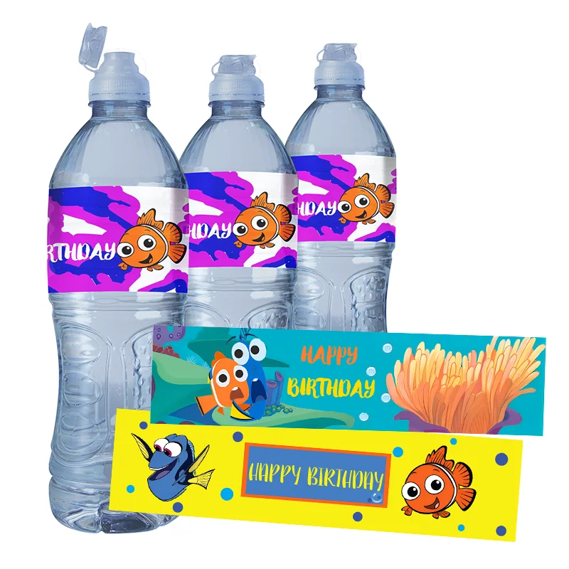 24pcs Finding Nemo self-adhesive Sticker Kids Birthday Party Water Bottle Labels Baby Shower gift decorations Clownfish Stickers