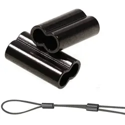 100pcs Black Mini Double Barrel Copper Sleeves for Mono Steel Wire Crimps Fix Tube Saltwater Fishing Rigging Accessories