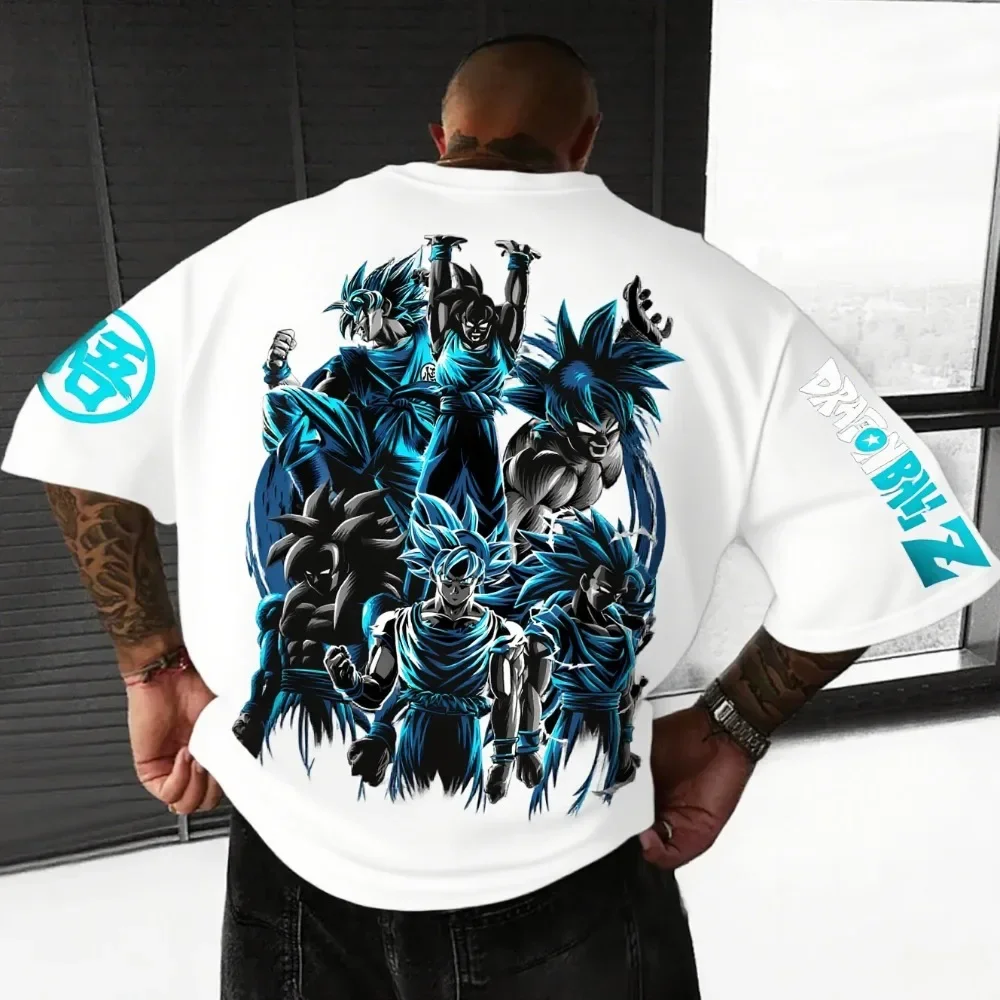 

Мужская футболка с рисунком Dragon Ball, свободная летняя уличная одежда, повседневные топы для косплея, модный тренд 2025 года, хлопковая одежда большого размера