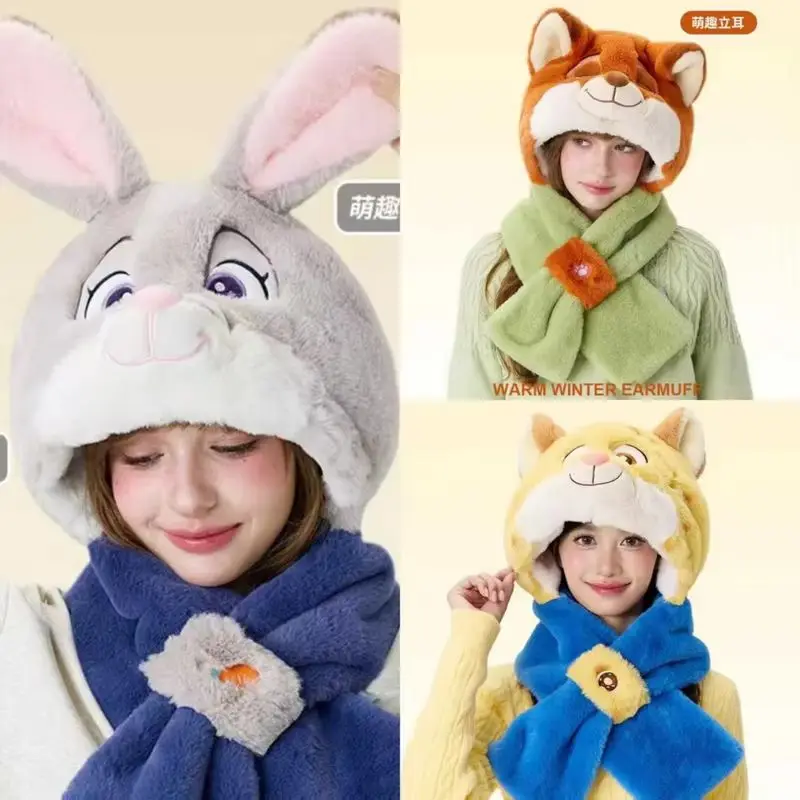 Disney'S Zootopia Judy Nick Crowhouse Cappello di peluche Calore Simpatico cartone animato Cappucci per orecchie caldi invernali per bambini Regalo di Natale