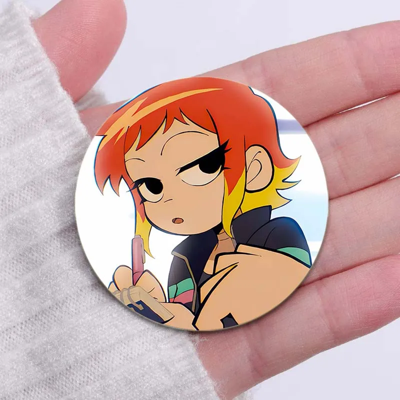 Anime Scott Pilgrim Lapel Pins Cartoon Wallace Ramona Character Badge Button Pin Funny Meme Round Brooch Bag Clothes Decor Gifts