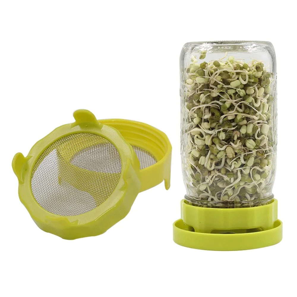 2pcs Nursery Trays Seed Growing Germination Wide Mouth Tool Sealing Ring Lid Strainer Sprouting Lid Mesh Sprout Cover