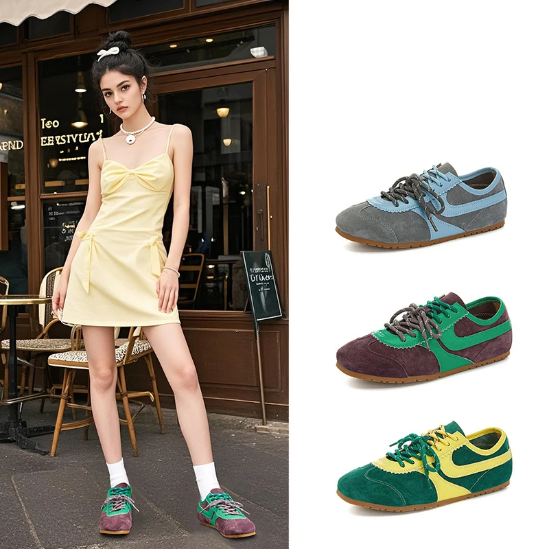 

German Training Genuine Leather Sneakers Women 2025 Mesh Summer Breathable Flats Sport Shoes Casual Forrest Gump Shoes Female