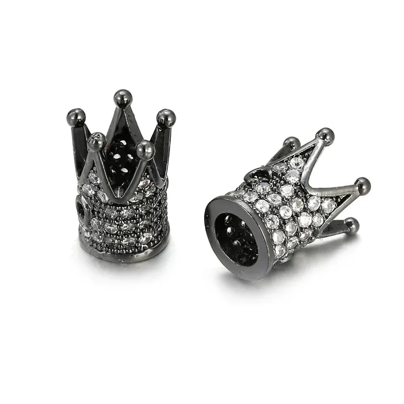 3pcs/Lot Metal Brass Micro Pave Copper zircon Geometry Crown Loose Spacer Beads for Jewelry Making DIY Bracelet wholesale