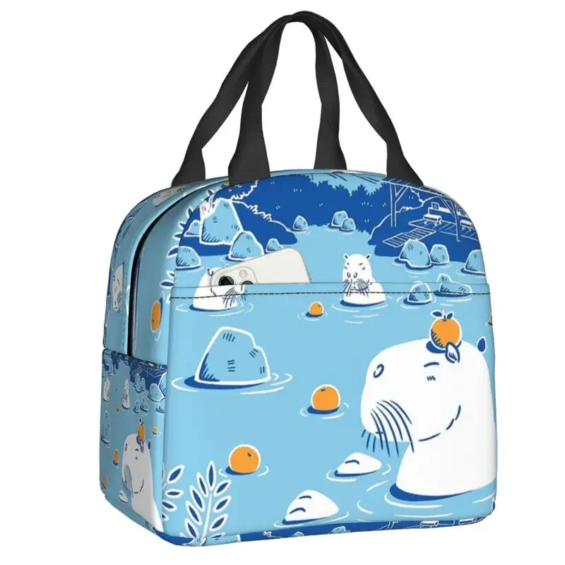 Custom Capybara Yuzu Onsen Thermal Insulated Lunch Bag Resuable Lunch Container for Outdoor Camping Travel Storage Food Box