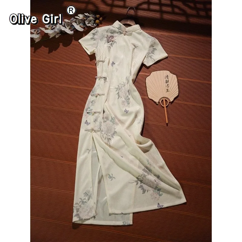 Olivegirl Chinese Dress Qipao 2026 Cheongsam Women's Clothing Summer Butterfly Button Young Girl Beautiful Daily Outwear