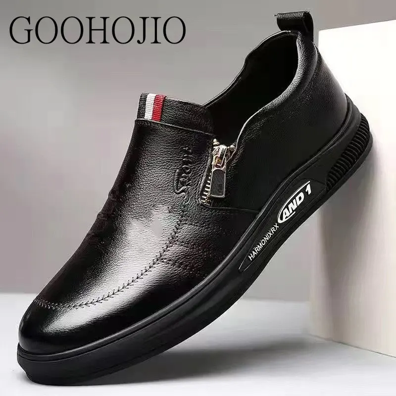 PU Leather Designer Shoes Men Casual Shoes Soft Men Business Flats Loafers Men Breathable Light Softed Driving Shoes Slip-On Zip