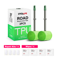 CYCLAMI Metal Material French Presta Valve Bike TPU Inner Tube 700C 700 X18 32 Road Bicycle TPU Material Tire Length Ultralight