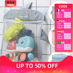 Children's bath toys storage mesh bag toy bag waterproof draining cartoon cute duck baby bathroom with suction cup hanging bag