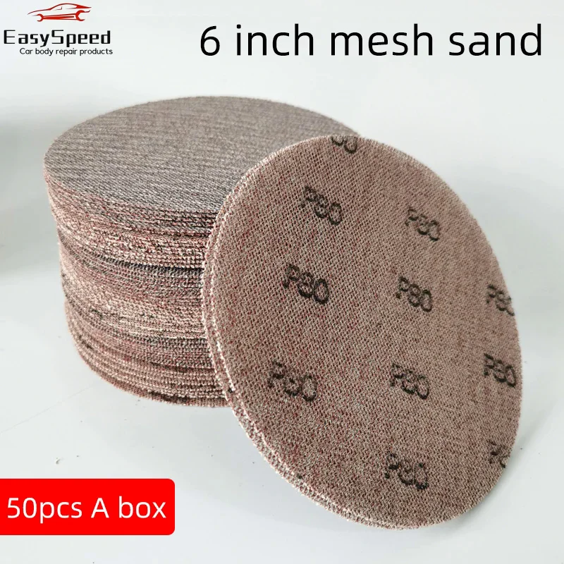 6 Inch 150mm Dry Mesh Sand Car Atomic Ash Putty Polishing Round Self-adhesive Flocking Suitable For MIRKA Pneumatic Sandpaper