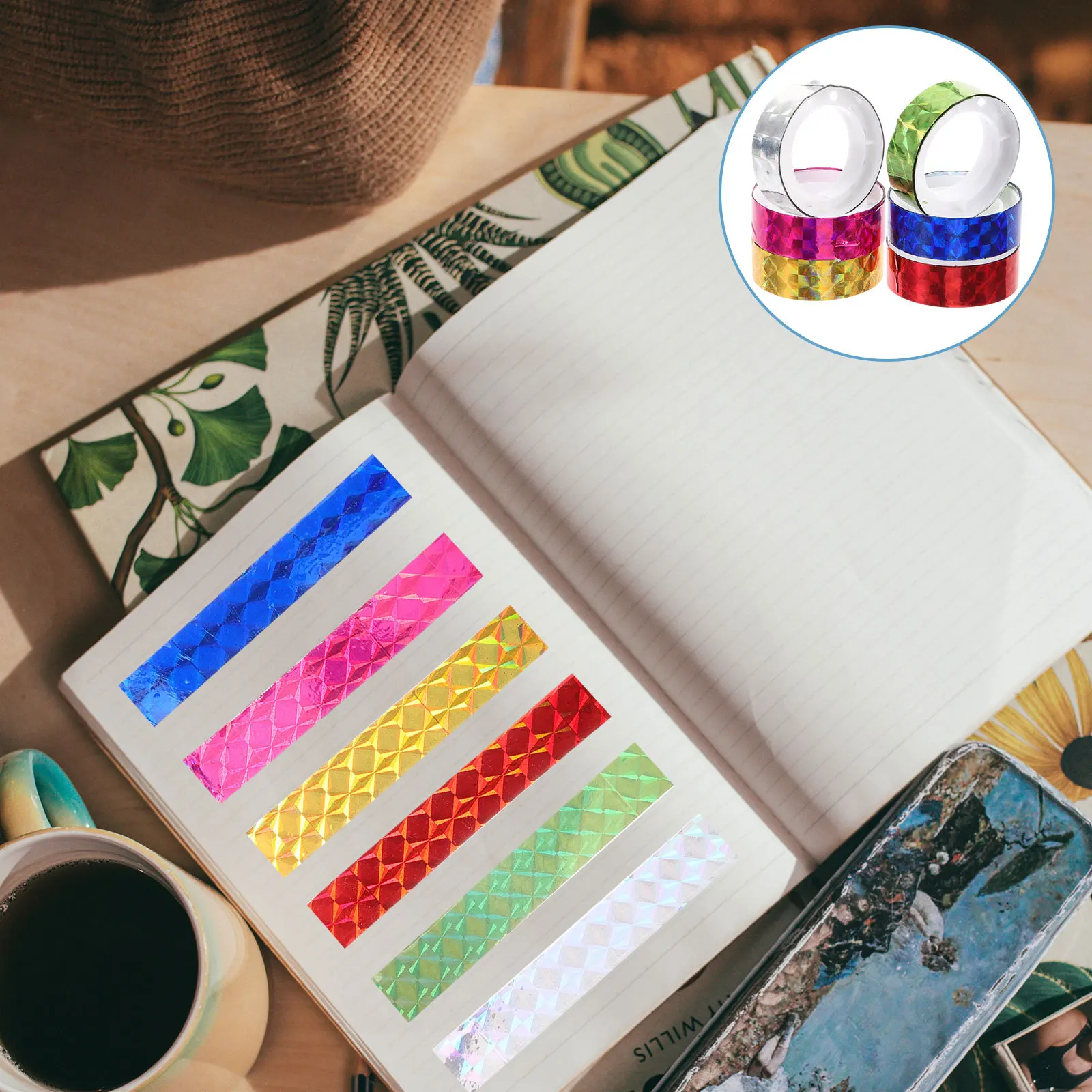 12 لفة من شريط القصاصات المربع المجسم، شريط زخرفي ملون يمكنك صنعه بنفسك للمجلات، ملحقات مجلة تغليف الهدايا