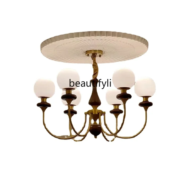 Modern Minimalist French Style Retro Living Room Chandelier Light Luxury Nanyang Magic Bean Mid-Ancient Bedroom Dining Lamp