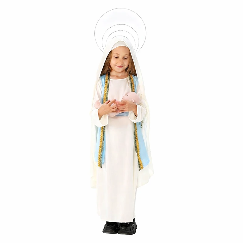 Disfraz de la Virgen María para Niños Pequeños, Disfraz de la Madre de Jesús para Carnaval, Halloween, Disfraz de la Virgen Niña