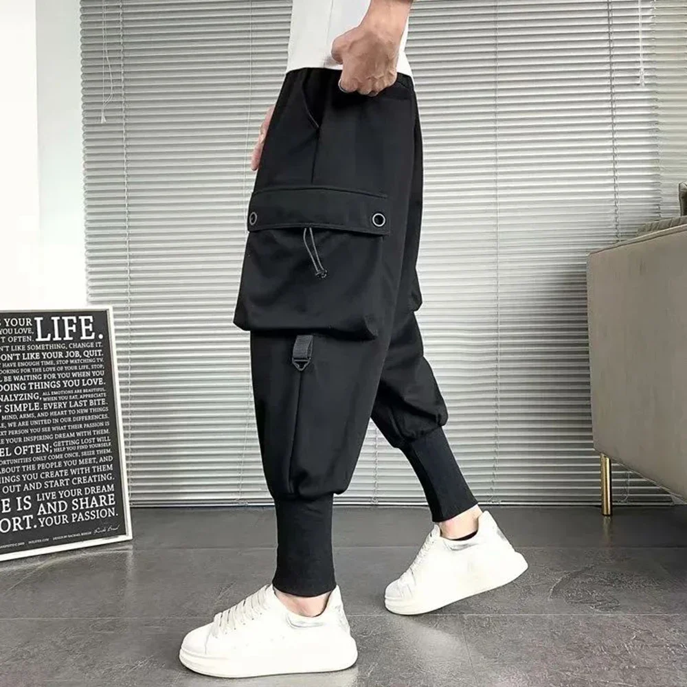 Mens Y2k Functional Workwear Style Leggings Casual Daily Outdoor Jogging Streetwear Sports Pants Harem Pants Men 2024 Summer