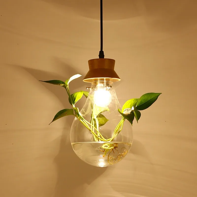 Modern Glass Pendant Light Creative Water Plant Fish Tank Hanging Lamp Home Decor Living Dining Room Bar Counter LED Chandelier