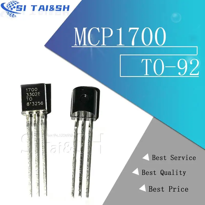 10PCS MCP1700-3302E/TO TO-92 MCP1700 1700-3302E TO92 MCP1700-3302E Fixed LDO Voltage Regulator