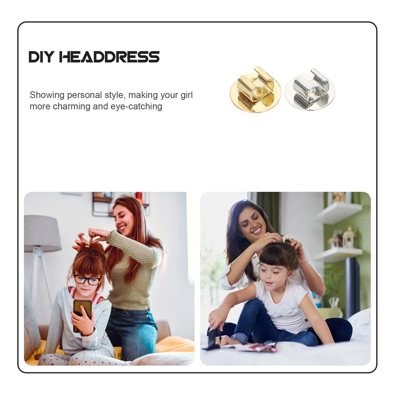 

20Pcs Hair Rope Charms DIY Buckles Headdress Accessories Hair Ring DIY Craft Supplies for Girls Headdress Accessories