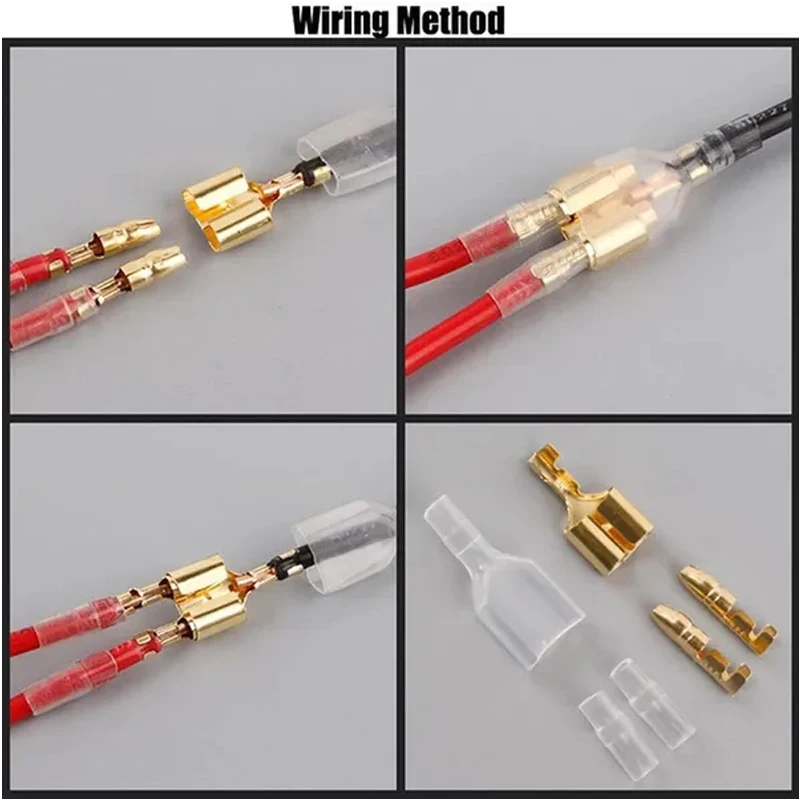 25 50sets 4.0mm bullet Crimp terminal car electrical wire connector diameter Female+Male+sheath Case Cold press terminal 1in2out