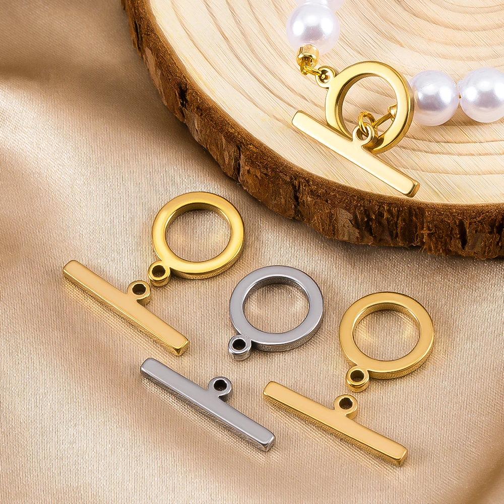 5 Sets Stainless Steel Flat Round OT Clasps Cord End Accessories for DIY Necklace Bracelet Connectors Findings Jewelry Making view 2