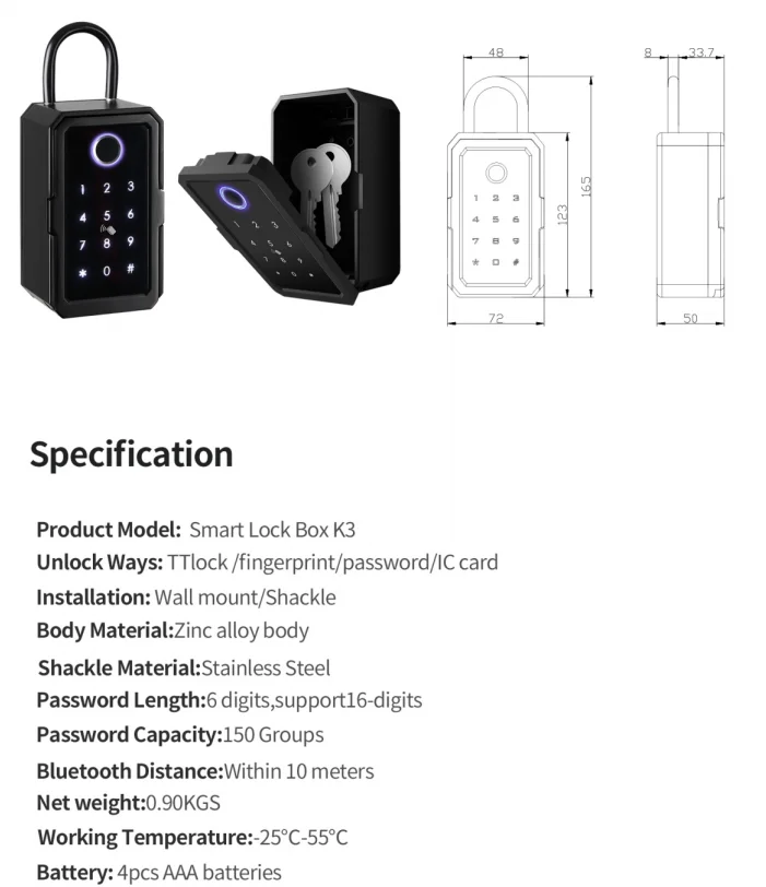 Smartek lock factory patent design magnetic key safe storage lock box