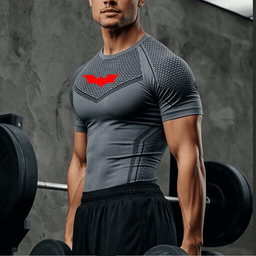 Herren Kompressionsshirt Workout Sport Schnelltrocknend Atmungsaktiv Schweißabsorbierend Eng Anliegendes Gym T-Shirt Fitness Elastisches Oberteil Tee für Männer