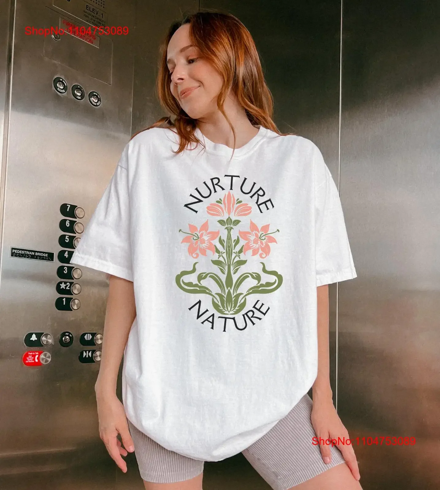 Nurture Nature Flower T Shirt Confortable et Élégant Tenue Décontracté vintage Lavé Polyvalent homme graphique Unisexe Respirant