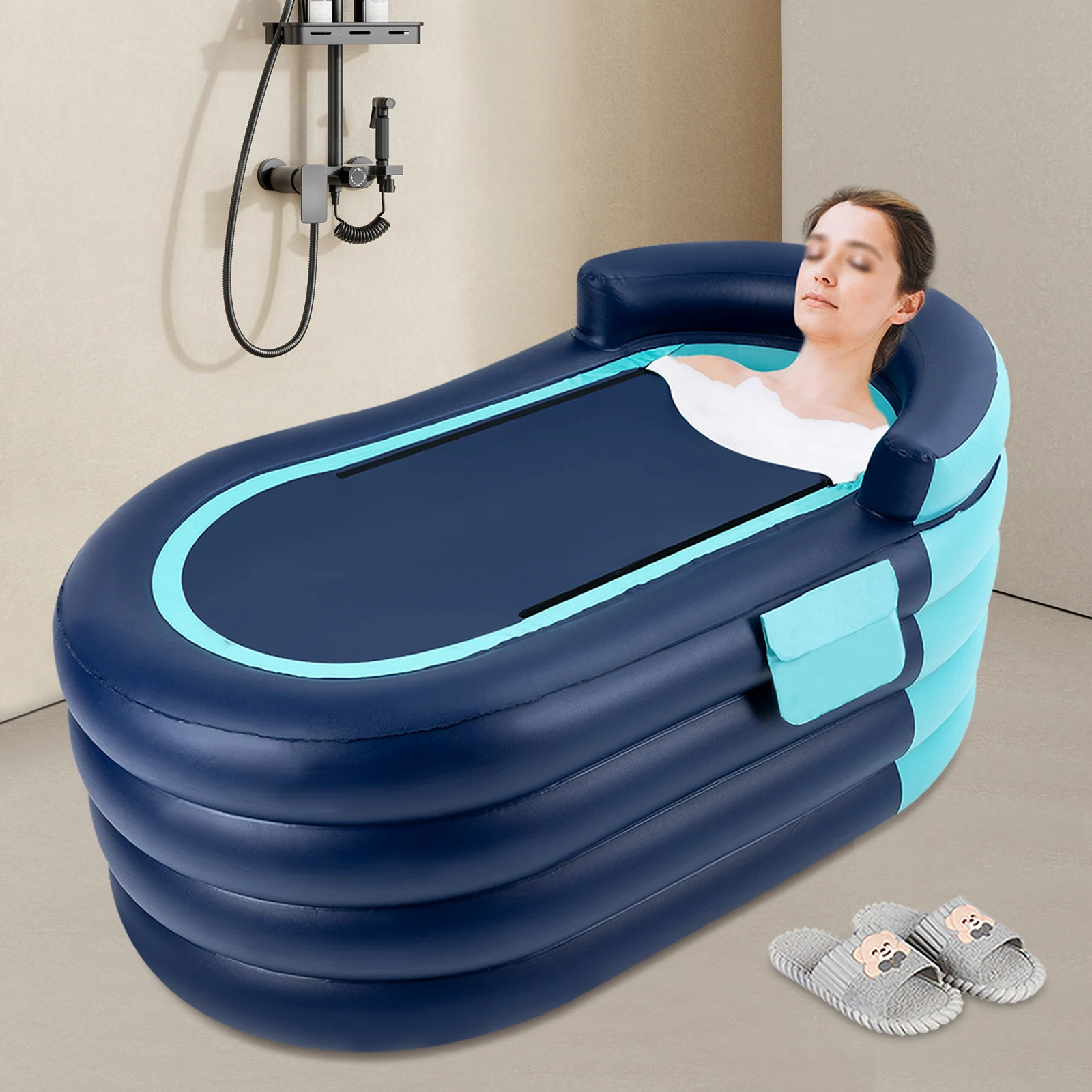 PVC Inflatable Bathtub Folding Portable Adult Kids SPA Bath Tub Water Pool 1.4M Automatic Inflatable Bathtub Folding Portable