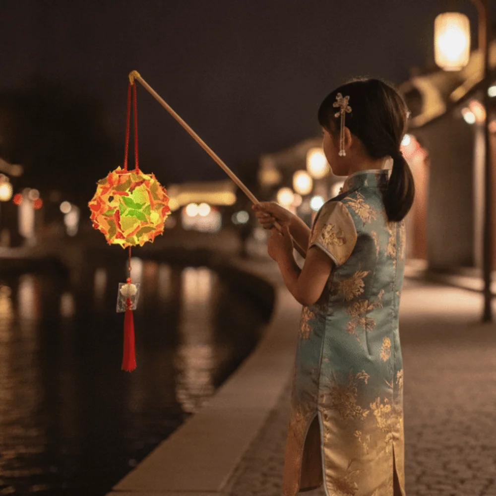 Handmade Holographic Lantern Glowing Iridescent Effect Butterfly Ball Lamp Charming Tassel Luminous Handheld Light