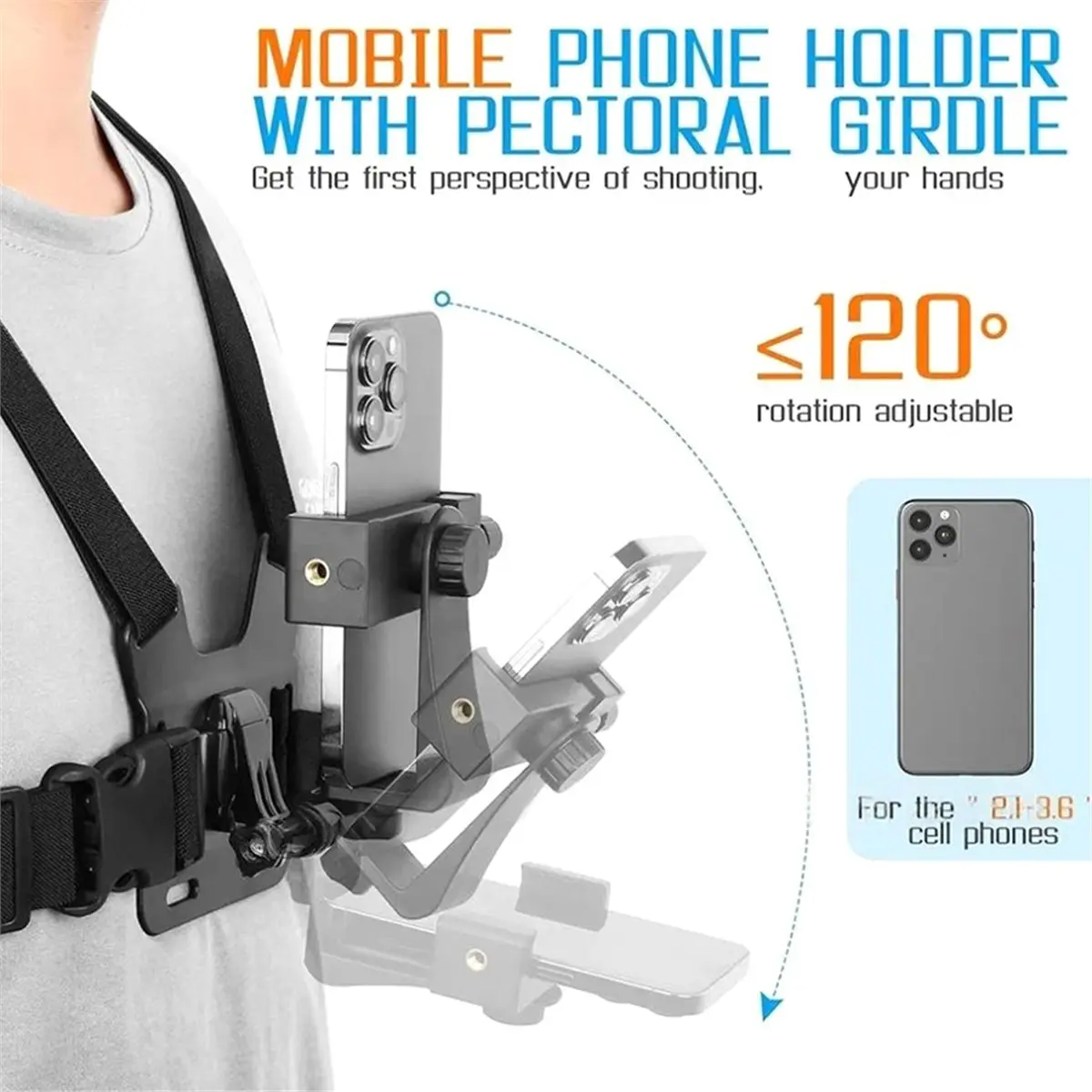 update. Cell Phone Quick Release Chest Mount Harness for Action Cameras, Flexible Adjustable Body Strap, Hands-Free Clear