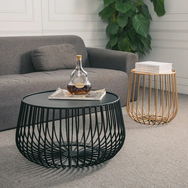 

Nordic Simple Iron Pumpkin Tea Table Industrial Style Art Side Table Light Luxury Bird Cage Shape Coffee Tables Living Room Ins