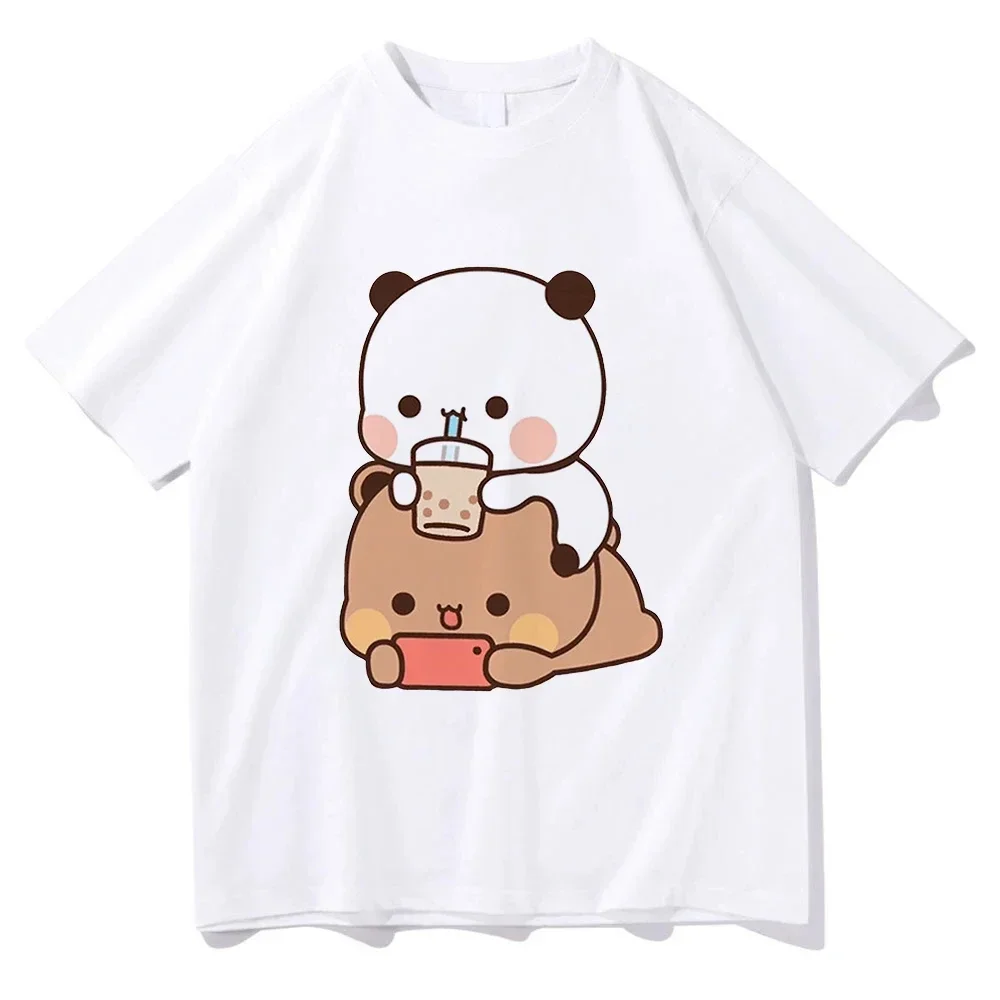 Bubble Tea Bubu i Dudu T Shirt mężczyźni kobiety Harajuku estetyczna grafika Kawaii t-shirt Unisex śmieszne koszulki z piaskowym koszulki bawełniane