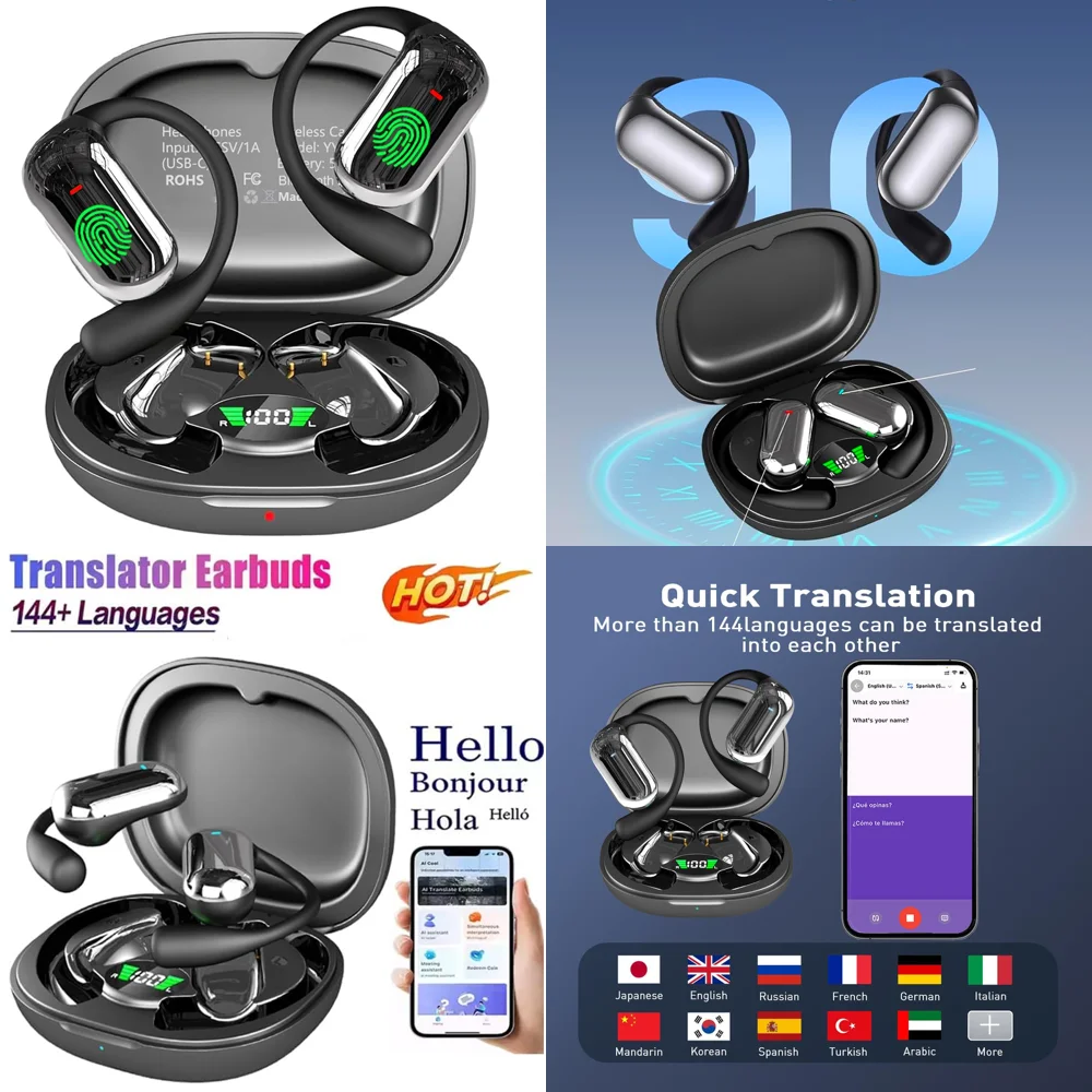 

Trending Headphones OWS Wireless Headphone with AI Language Translation Real Time Earbuds for Travel with 144 Online Languages