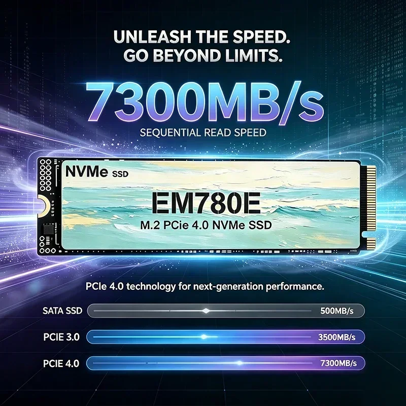 PCIe 4.0 M.2 Boost Your Gaming Storage EM780E NVMe SSD 7300MB/s 500GB 1TB 2TB 4TB Internal Drive PS5 Desktop Laptop