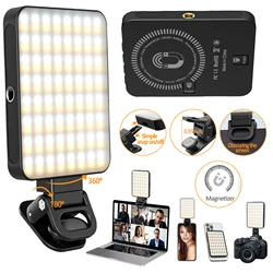 128 LED 2000mAh Rechargeable Cell Phone Fill Light 3 Modes, 10-Level Brightness, Portable Clip on Light for Phone/camera/Laptop,