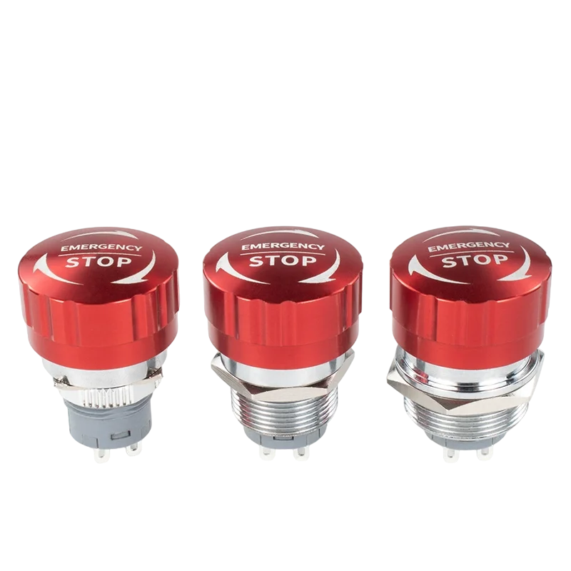 16/19/22mm Ultra Short Metal Emergency Stop Button Mushroom Emergency Switch Self-Locking Stop Charging Pile Power Outage On Off