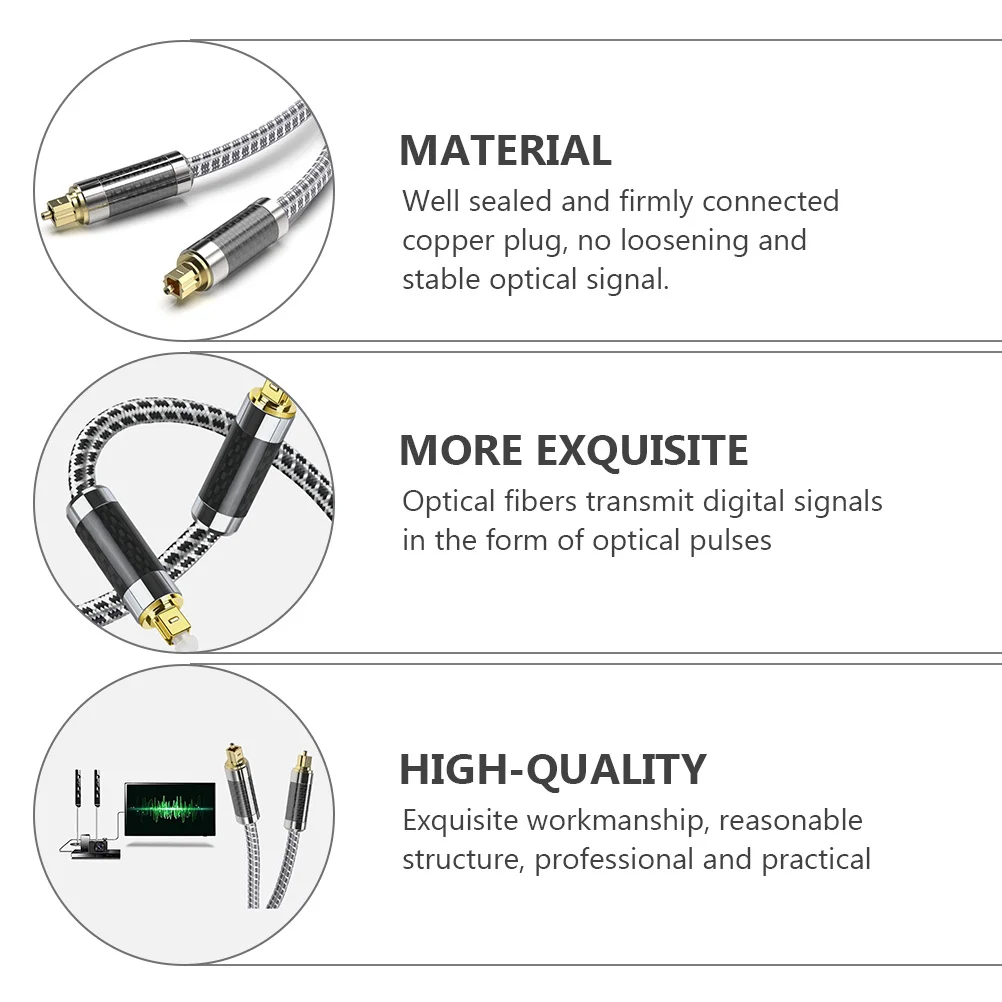 

Optical Audio Cable 2M Male to Male Flexible Wire High Fidelity Digital Signal Transmission for Sound Bar