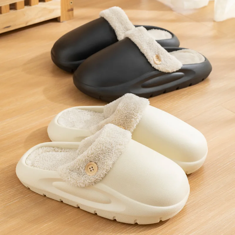 

Detachable Cotton Women's Slippers for Fall/Winter Home Use Warm, Thick-Soled, Slip-Resistant, Wearable Outdoors