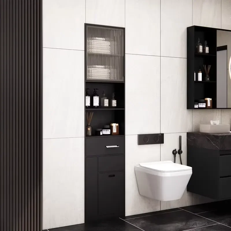 Modern Glass Door Rack Storage Cabinet Shower Niche Recessed Niche Embedded Stainless Steel Corner Mounted Bathroom Shelves