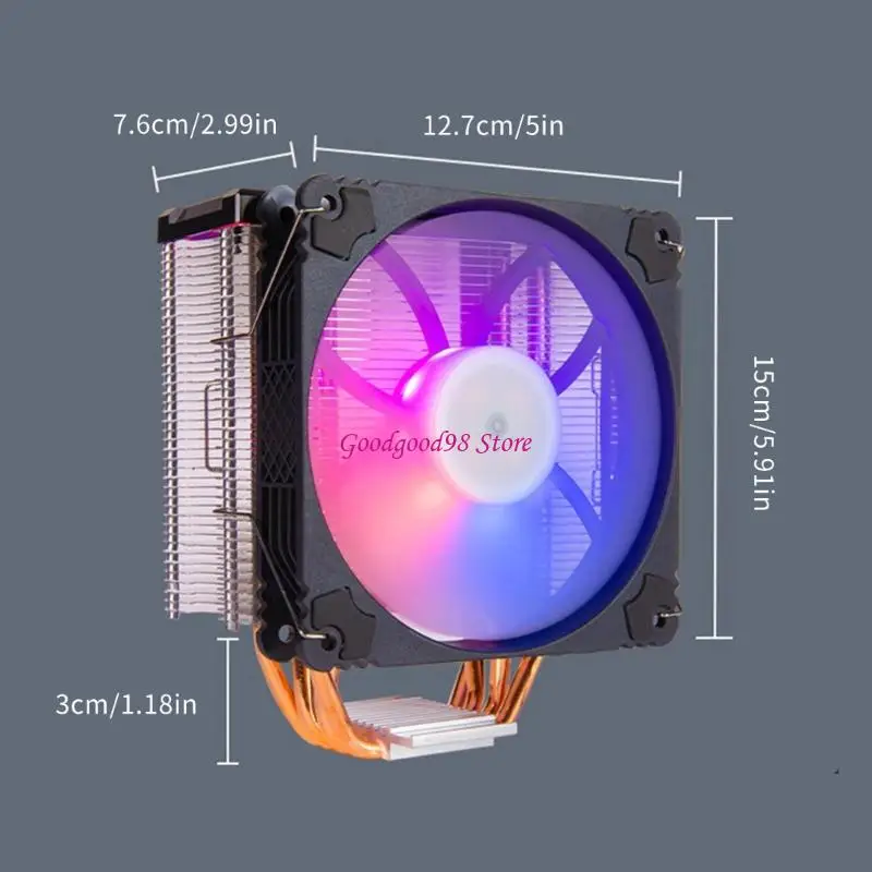 Enfriamiento CPU LED multi color con tubos calor cobre para múltiples procesadores W8EC