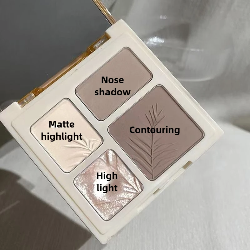 4 ألوان الكل في واحد لوحة أحمر الخدود كونتور هيغليغتر مجموعة النحت مع مرآة للمبتدئين في ماكياج السفر ودية #2