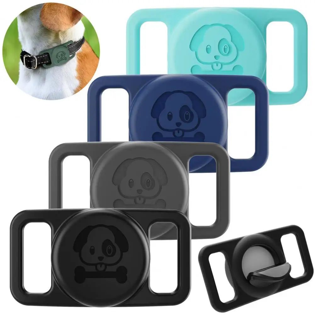 Silicone Protective Cover for Airtag Dog Collar Holder Full Coverage Waterproof Anti-Lost Scratch-Proof Positioner Protector