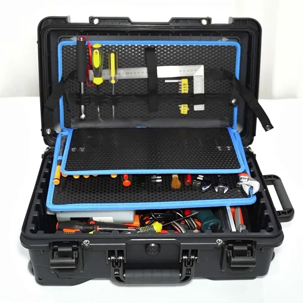 Precision Instrument Tool Box (with Wheels) Outdoor Trolley Case Waterproof Tool Box Aluminum Compartment Tool Storage Box