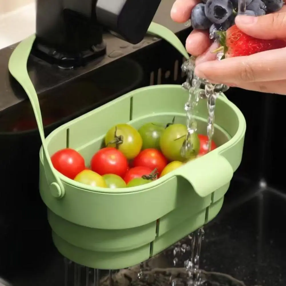 Hanging Foldable Expandable Sink Colander Kitchen Food & Fruit Residue Filter Basket Space-Saving Sink Strainer for Home Kitchen