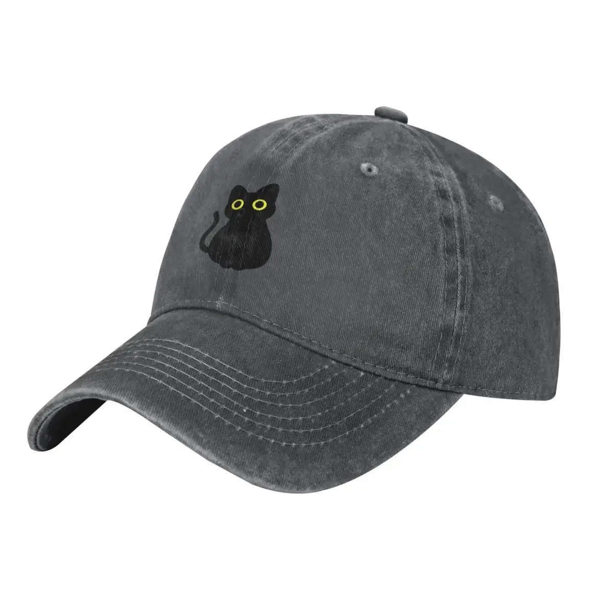 Cute Black Cat with Big Yellow Eyes Baseball Cap Rave Hip Hop Men Golf Wear Women's