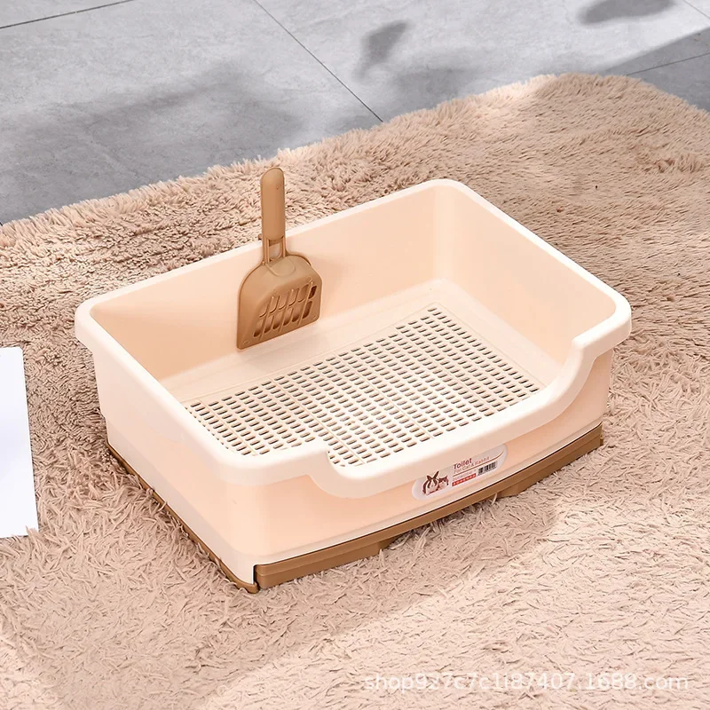 Drawer-Style Cat Litter Box Anti-Splashing Kitten Toilet Tray Plastic Cleaning Bedpan for Dogs Rabbits and Cats