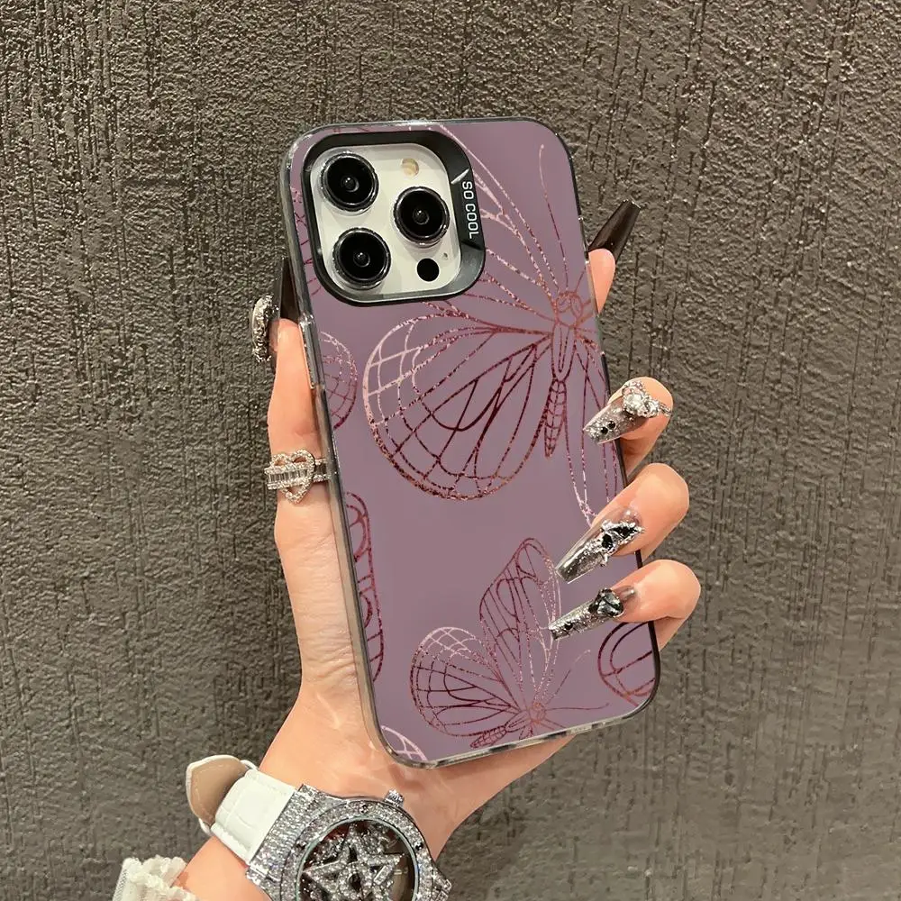 

Pink butterfly pattern Phone Case case for iPhone17 16 15 14 13 12 11 Pro/ Max/Plus shock-proof rear cover anti-fingerprint