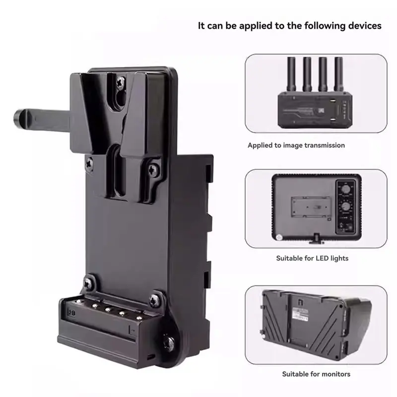 CJSD-V-Mount مشبك إلى NP-F550/F970 بطارية الدمية لشاشة DJI LED نقل الفيديو على شكل حرف V لوحة تركيب إمداد الطاقة