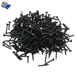 100Pcs #6/M3.5 Black Cross Flat Head Sheet Metal Screws Drill Wood Carbon Steel Screws Suitable For Wood Furniture Maintenance