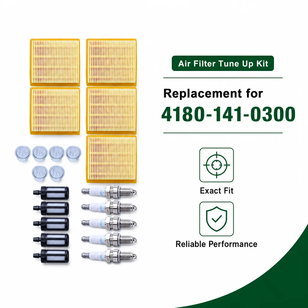 5PCS Air Filter Tune Up Kit Fuel Filter Spark Plug Primer Bulb For Stihl FS91 FS111 FS131 Weed Eater String Trimmer Parts